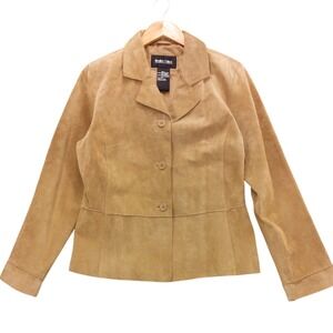 Brandon‎ Thomas Women's Tan Suede Leather Blazer Jacket Size L